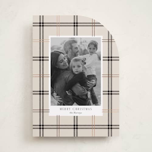 This is a vanilla foil pressed holiday cards with foil pressed by Cindy Reynolds called window pane printing on recycled smooth signature in standard
