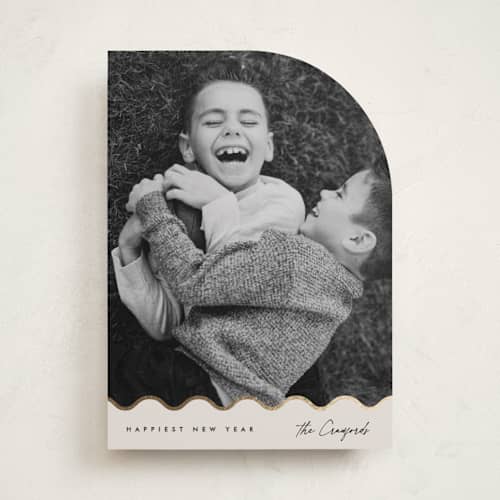 This is a latte foil pressed holiday cards with foil pressed by Carolyn Nicks called havin' fun printing on recycled smooth signature in standard