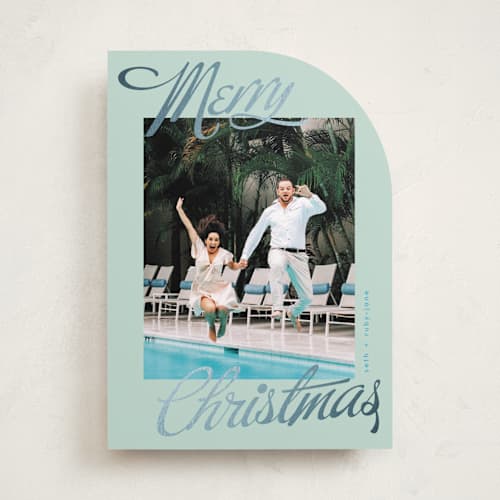 This is a spring foil pressed holiday cards with foil pressed by Phrosné Barwood called so retro printing on recycled smooth signature in standard