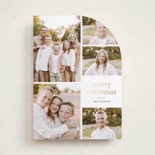 This is a ash foil pressed holiday cards with foil pressed by Carolyn MacLaren called photo lead printing on recycled smooth signature in standard