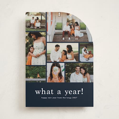 This is a lake new year photo cards with standard by Stacey Meacham called at a glance printing on recycled smooth signature in standard