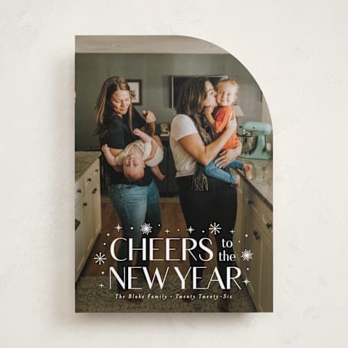 This is a alabaster new year photo cards with standard by Susan Asbill called effervescent printing on recycled smooth signature in standard