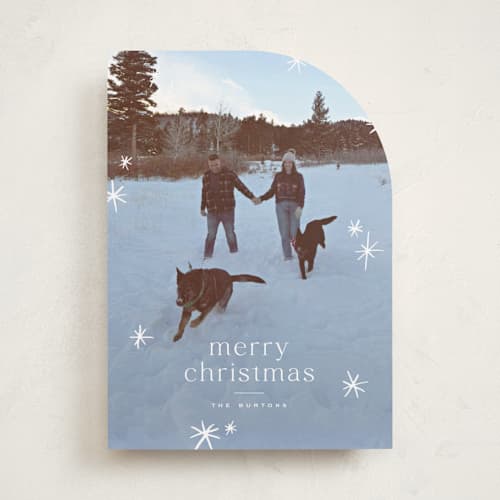 This is a snow holiday photo cards with standard by Wildfield Paper Co called twinkle! printing on recycled smooth signature in standard