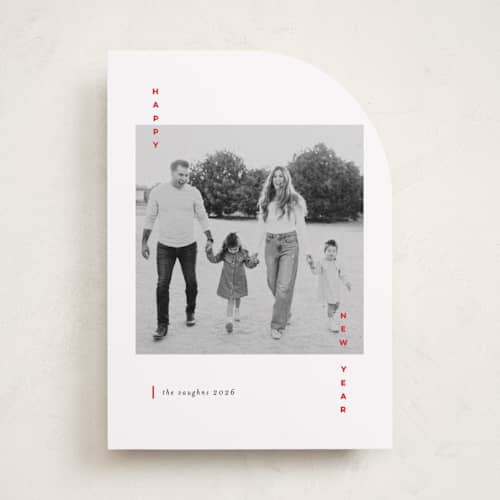 This is a poinsettia holiday photo cards with standard by Erica Krystek called merry holidays printing on recycled smooth signature in standard