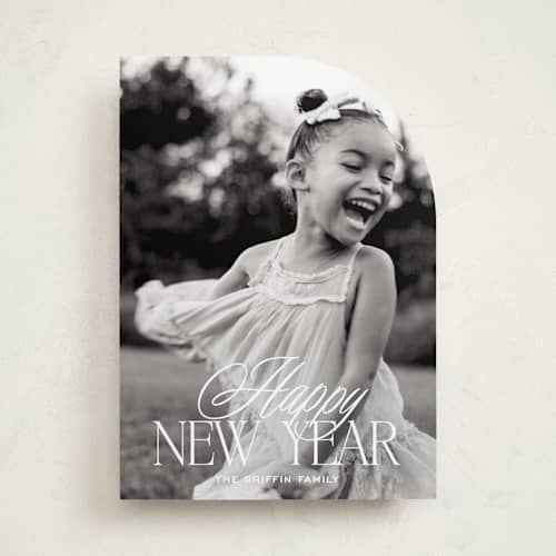 This is a snow holiday photo cards with standard by Annie Shapiro called marylebone printing on recycled smooth signature in standard