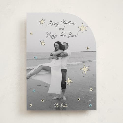 This is a wintermint holiday photo cards with standard by Helena Vitto called the stars printing on recycled smooth signature in standard