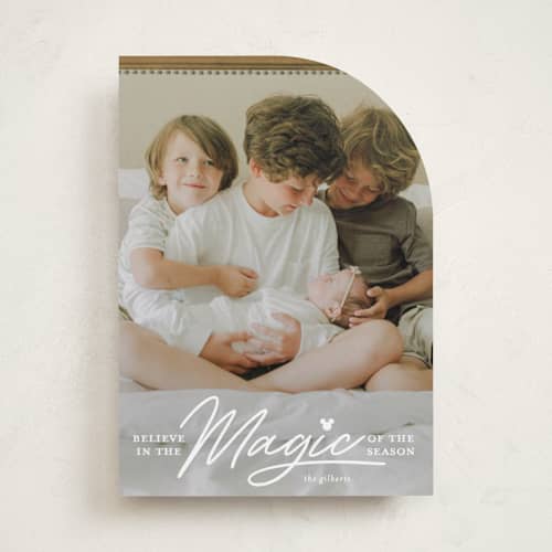 This is a snow holiday photo cards with standard by Carrie ONeal called disney mickey magical season printing on recycled smooth signature in standard