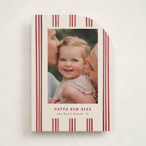 This is a berry holiday photo cards with standard by Christy Hy Lee called painted lines printing on recycled smooth signature in standard