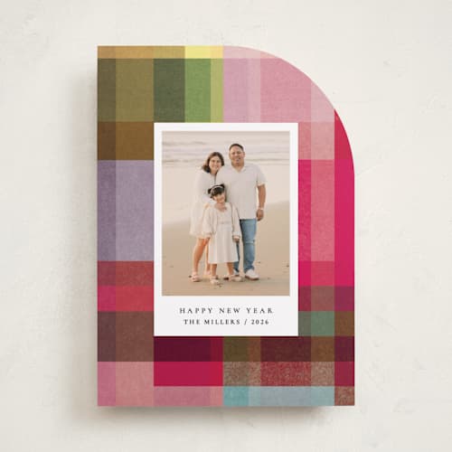 This is a candy holiday photo cards with standard by Sumak Studio called joyful check printing on recycled smooth signature in standard