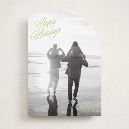 This is a mistletoe glow holiday photo cards with standard by JoAnn Jinks called neon vintage printing on recycled smooth signature in standard