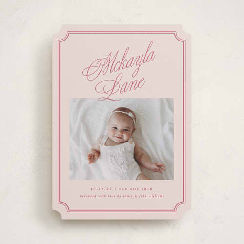 This is a grapefruit birth announcements with standard by Kelly Watkins called sweet marquee printing on recycled smooth signature in standard