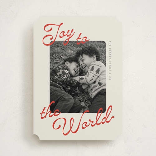 This is a cherry photo christmas cards with standard by Pixel and Hank called joy in color printing on recycled smooth signature in standard