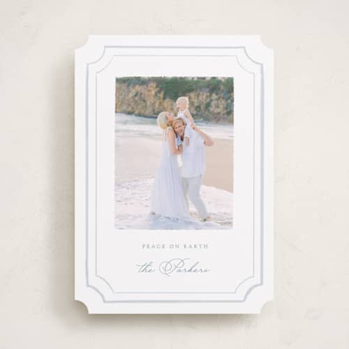 This is a wintermint photo christmas cards with standard by Emily Betts called painted peace printing on recycled smooth signature in standard