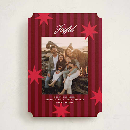 This is a cardinal photo christmas cards with standard by Owl and Toad called constellation printing on recycled smooth signature in standard