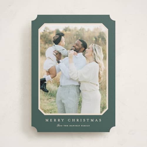 This is a spruce photo christmas cards with standard by Carolyn MacLaren called vintage bevel printing on recycled smooth signature in standard