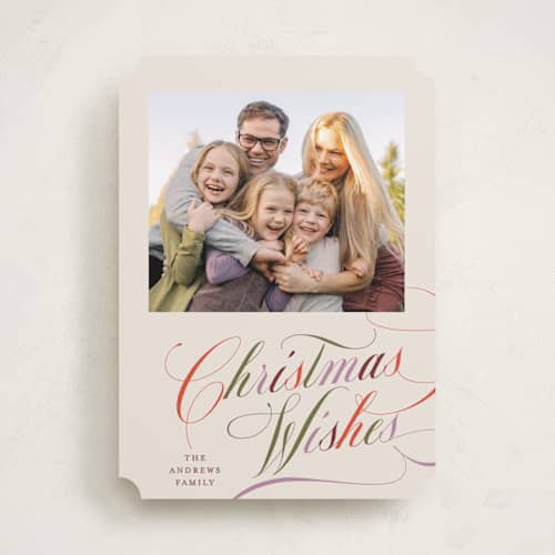 This is a confetti photo christmas cards with standard by Griffinbell Paper Co. called timeless printing on recycled smooth signature in standard