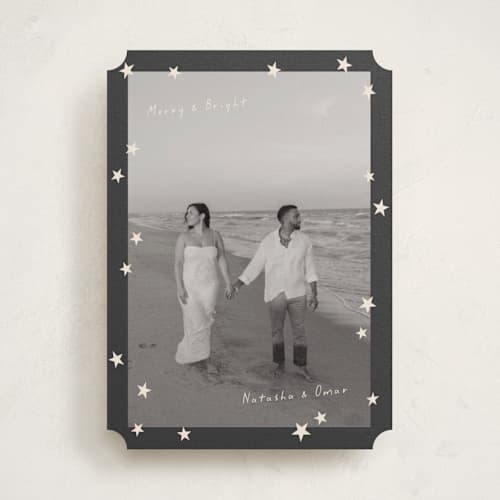 This is a coal photo christmas cards with standard by Lisa McLean called shine bright printing on recycled smooth signature in standard