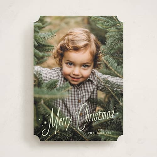 This is a pistachio photo christmas cards with standard by Kate Ahn called cafe printing on recycled smooth signature in standard