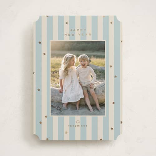 This is a frost foil pressed holiday cards with foil pressed by Ellen Schlegelmilch called stars & stripes printing on recycled smooth signature in standard