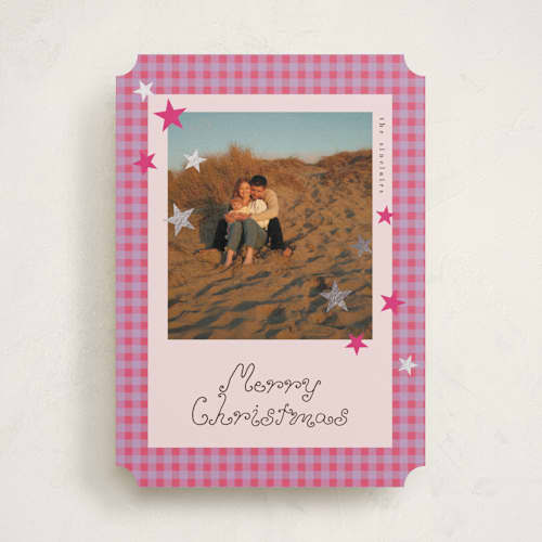 This is a candy foil pressed holiday cards with foil pressed by Vivian Yiwing called stickers printing on recycled smooth signature in standard