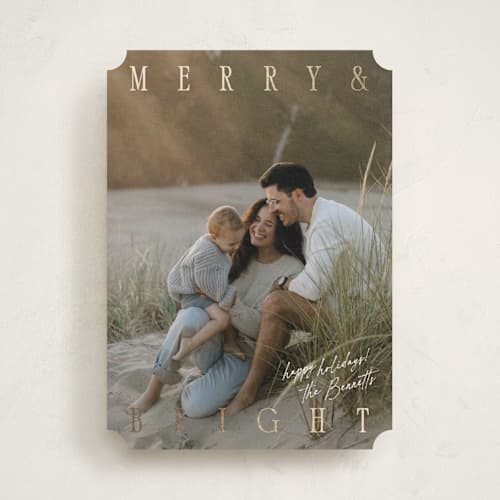 This is a snow foil pressed holiday cards with foil pressed by Robert and Stella called brighton printing on recycled smooth signature in standard