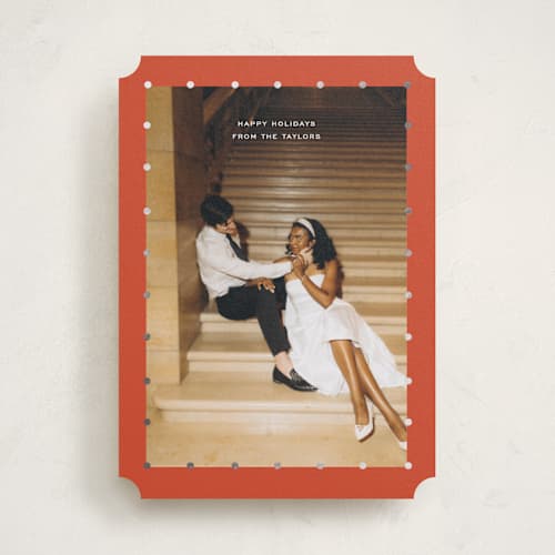 This is a cinnamon foil pressed holiday cards with foil pressed by Ekko Studio called delicate dots printing on recycled smooth signature in standard