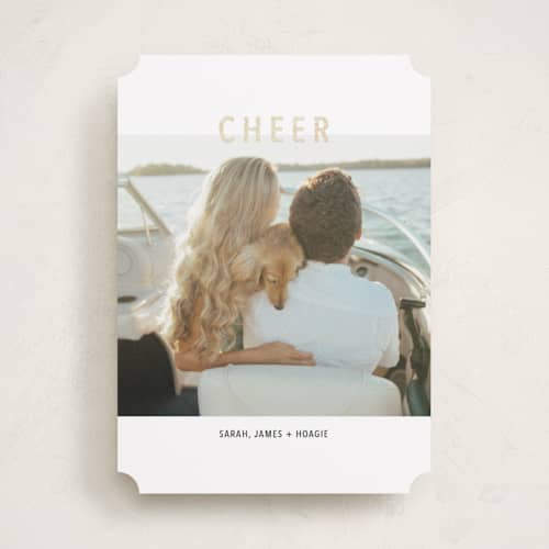This is a juniper foil pressed holiday cards with foil pressed by Diane Pearse called kinfolk christmas printing on recycled smooth signature in standard