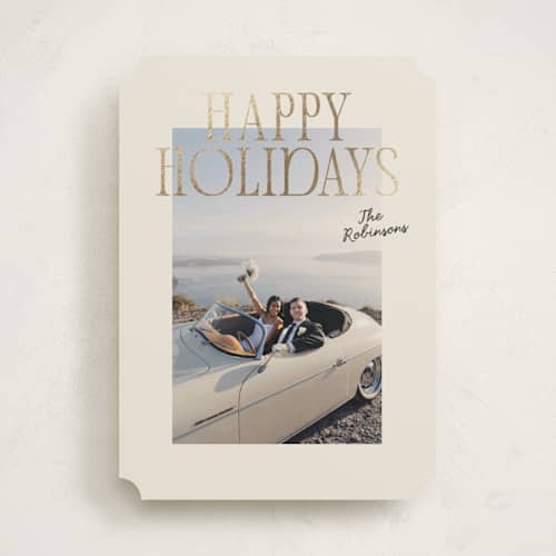 This is a vanilla foil pressed holiday cards with foil pressed by Creo Study called poster printing on recycled smooth signature in standard