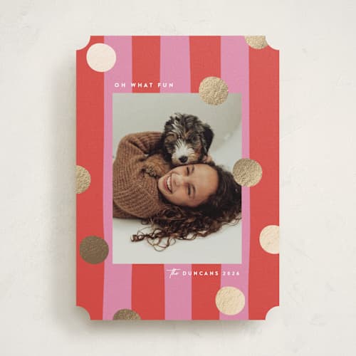 This is a winter berry foil pressed holiday cards with foil pressed by Maria Alou called bold gift printing on recycled smooth signature in standard