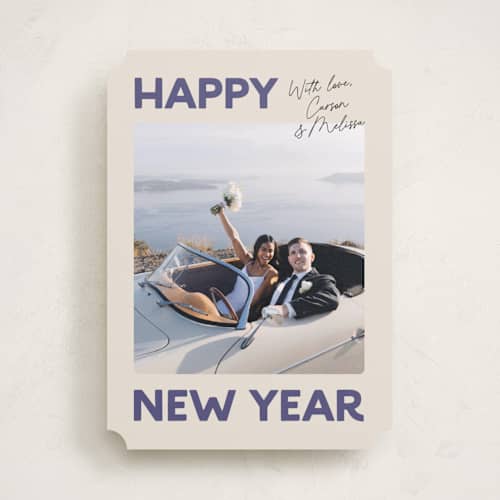 This is a twilight new year photo cards with standard by Carmia C. called big and bold printing on recycled smooth signature in standard