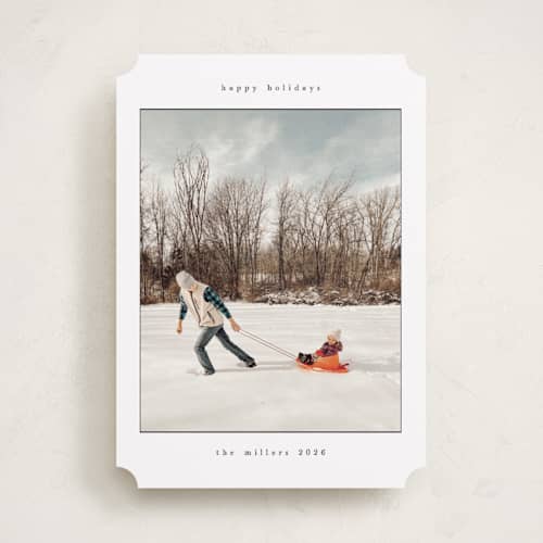 This is a snow holiday photo cards with standard by Nicole Walsh called typewriter printing on recycled smooth signature in standard