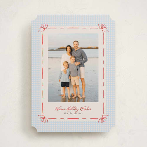 This is a sky holiday photo cards with standard by Tamara Hilje called coastal gingham printing on recycled smooth signature in standard