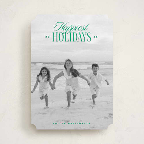 This is a elf shoes holiday photo cards with standard by Kristie Kern called club printing on recycled smooth signature in standard