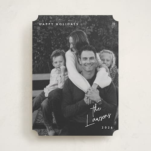 This is a snow holiday photo cards with standard by Hooray Creative called sans and signature printing on recycled smooth signature in standard