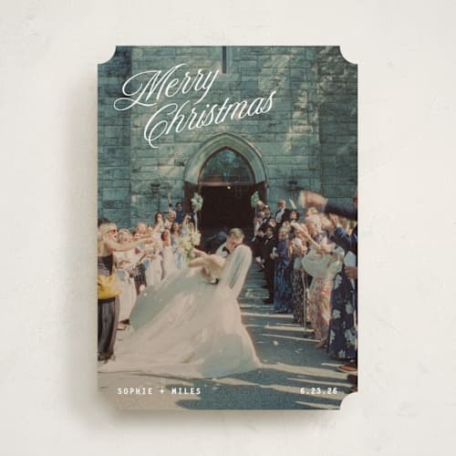 This is a snow holiday photo cards with standard by Kristie Kern called pomeroy printing on recycled smooth signature in standard