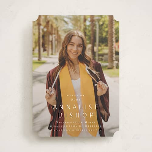 This is a vanilla graduation announcements with standard by Ani Somi called straight up printing on recycled smooth signature in standard