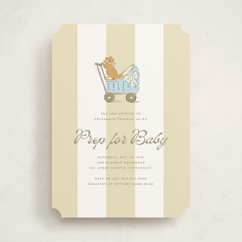 This is a marigold baby shower invitations with standard by Susan Zinader called preppy pup printing on signature in standard