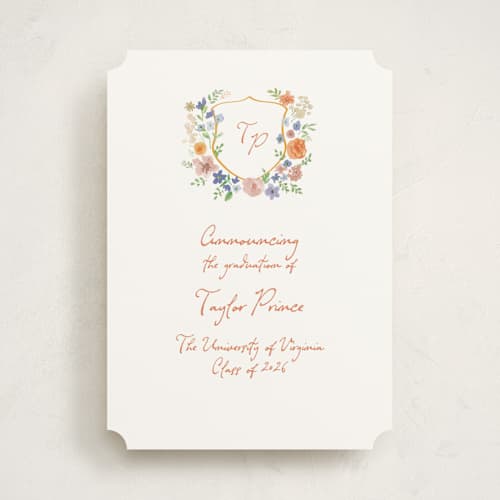 This is a hoos graduation announcements with standard by Cass Loh called wildflowers crest printing on signature in standard