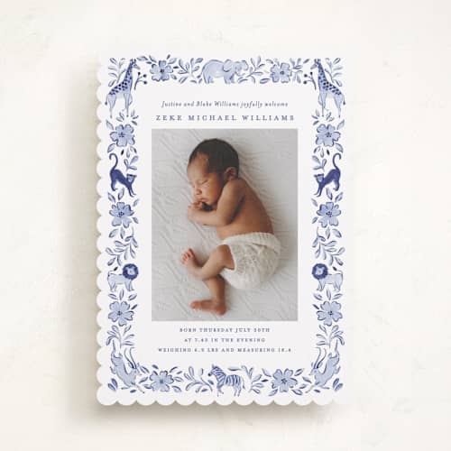 This is a ink birth announcements with standard by Sarah Knight called wild one printing on recycled smooth signature in standard