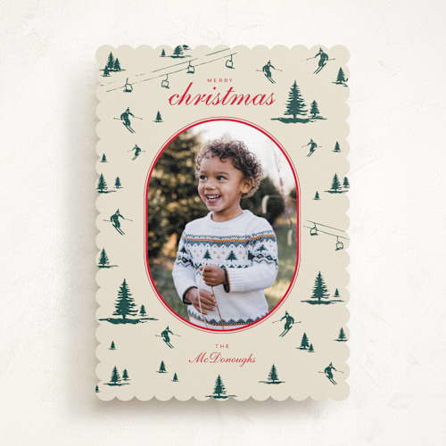 This is a spruce photo christmas cards with standard by Jen Ramsey called ski time printing on recycled smooth signature in standard