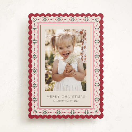 This is a poinsettia photo christmas cards with standard by Laura Bercovich called poinsettia in bloom printing on recycled smooth signature in standard