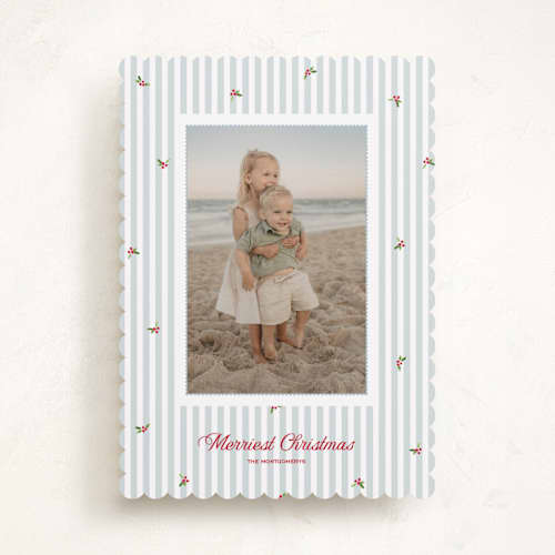 This is a frost photo christmas cards with standard by Jenna Holcomb called ditsy holly printing on recycled smooth signature in standard