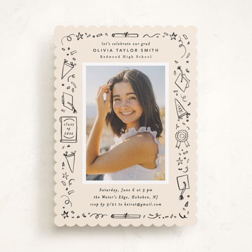 This is a sand graduation invitations with standard by Creo Study called iconic printing on recycled smooth signature in standard