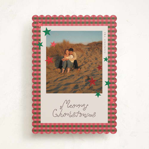 This is a fruitcake foil pressed holiday cards with foil pressed by Vivian Yiwing called stickers printing on recycled smooth signature in standard