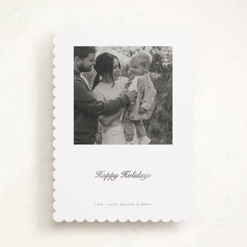 This is a snow foil pressed holiday cards with foil pressed by Megan Davis called curate printing on recycled smooth signature in standard