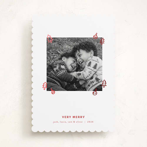This is a candy cane foil pressed holiday cards with foil pressed by Julee London called doodle printing on recycled smooth signature in standard