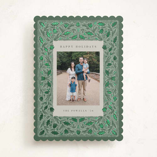 This is a evergreen foil pressed holiday cards with foil pressed by Jen Owens called elegant printing on recycled smooth signature in standard