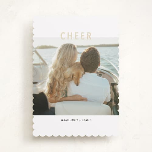 This is a juniper foil pressed holiday cards with foil pressed by Diane Pearse called kinfolk christmas printing on recycled smooth signature in standard