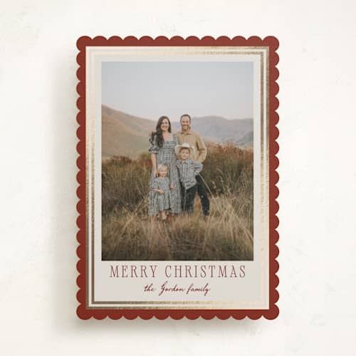 This is a rust foil pressed holiday cards with foil pressed by Petra Kern called prairie printing on recycled smooth signature in standard