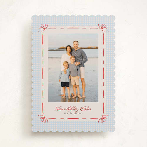 This is a sky holiday photo cards with standard by Tamara Hilje called coastal gingham printing on recycled smooth signature in standard